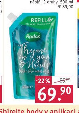 Radox tekuté mýdlo, náhradní náplň, 2 druhy, 500 ml