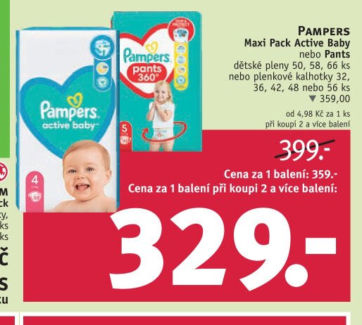 Pampers Maxi Pack Active Baby nebo Pants