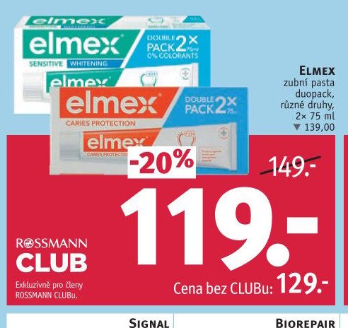 Elmex zubní pasta duopack, 2x75 ml