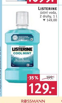 Listerine ústní voda, 2 druhy, 1 l