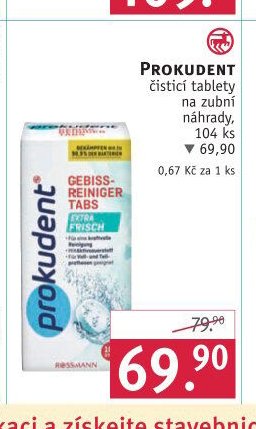 Prokudent čisticí tablety na zubní náhrady, 104 ks