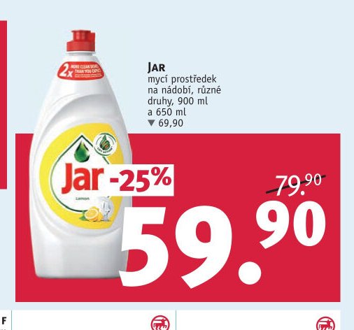 JAR mycí prostředek na nádobí, různé druhy, 900 ml a 650 ml