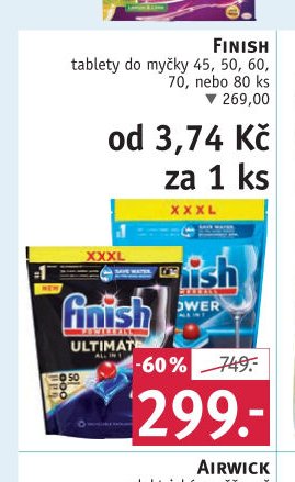 FINISH tablety do myčky 45, 50, 60, 70, nebo 80 ks