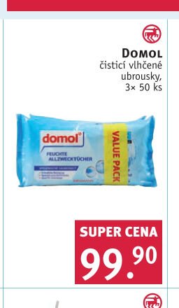 DOMOL čistící vlhčené ubrousky, 3x 50 ks
