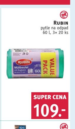 RUBIN pytle na odpad 60 l, 3x 20 ks
