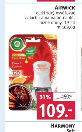 AIRWICK elektrický osvěžovač vzduchu a náhradní náplň, různé druhy, 19 ml