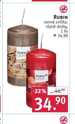RUBIN vonná svíčka, různé druhy, 1 ks