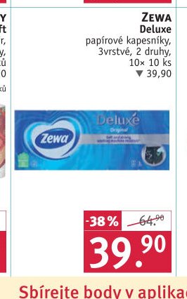 ZEWA Deluxe papírové kapesníky, 3vrstvé, 2 druhy, 10x 10 ks
