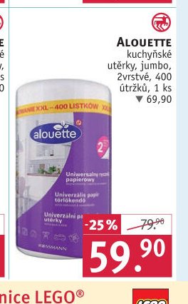ALOUETTE kuchyňské utěrky, jumbo, 2vrstvé, 400 útržků, 1 ks