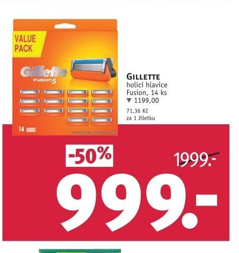 Gillette holicí hlavice Fusion