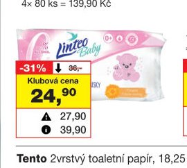 Linteo Baby dětské vlhčené ubrousky
