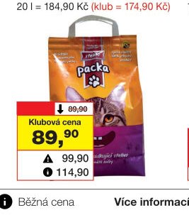 PACKA hrudkující stelivo