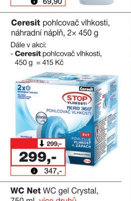 Ceresit pohlcovač vlhkosti, náhradní náplň, 2x 450 g