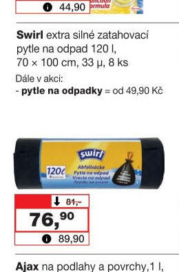 Swirl extra silné zatahovací pytle na odpad 120 l