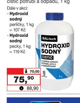 BALTECH Hydroxid sodný čistič potrubí a odpadů, 1 kg