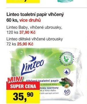 Linteo toaletní papír vlhčený, 60 ks