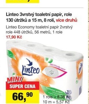 Linteo 3vrstvý toaletní papír, 8 rolí