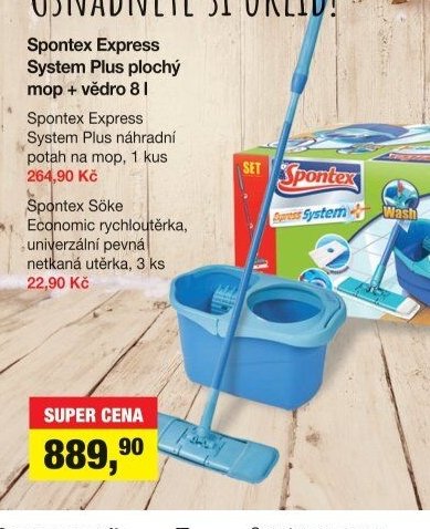 Spontex Express System Plus plochý mop + vědro 8 l