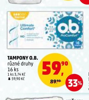 TAMPONY O.B. různé druhy 16 ks - Penny Market aktualniletaky.eu