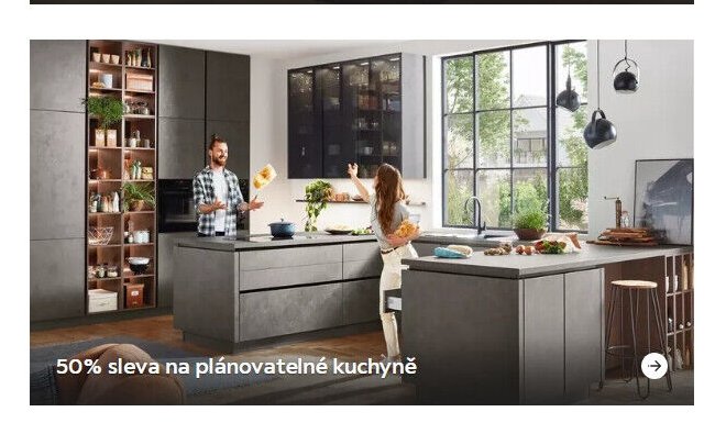 50% sleva na plánovatelné kuchyně