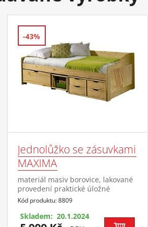 Jednolůžko se zásuvkami MAXIMA