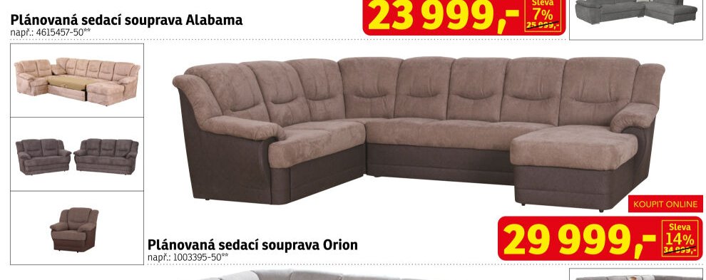 Plánovaná sedací souprava Orion