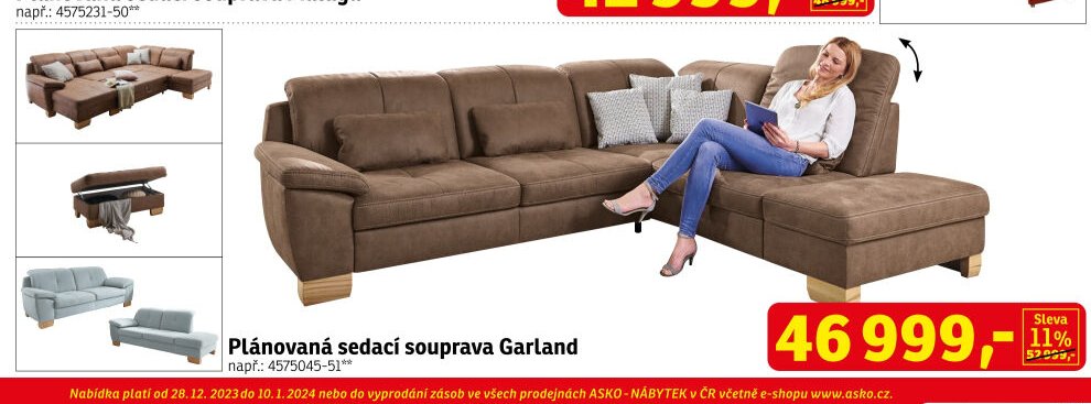 Plánovaná sedací souprava Garland