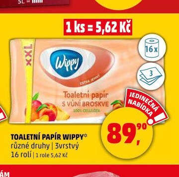 Toaletní papír Wippy 16 rolí - Penny Market aktualniletaky.eu