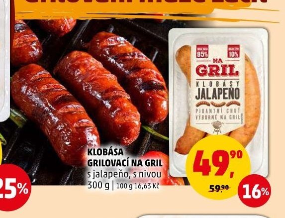KLOBÁSA GRILOVACÍ NA GRIL s jalapeňo, s nivou - Penny Market aktualniletaky.eu