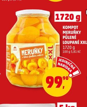 KOMPOT MERUŇKY PŮLENÉ LOUPANÉ XXL 1720 g - Penny Market aktualniletaky.eu