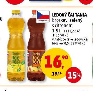 Ledový čaj Tanja broskev, zelený s citronem - Penny Market aktualniletaky.eu