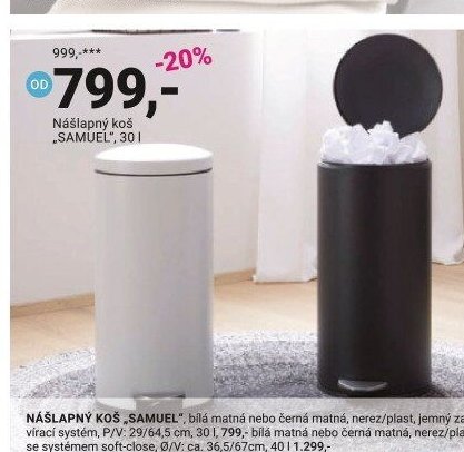 Nášlapný koš „SAMUEL“, 30l
