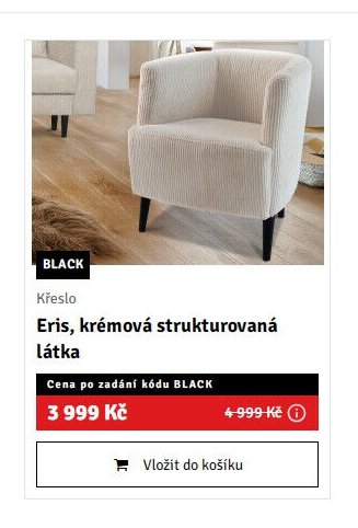 Křeslo Eris, krémová strukturovaná látka