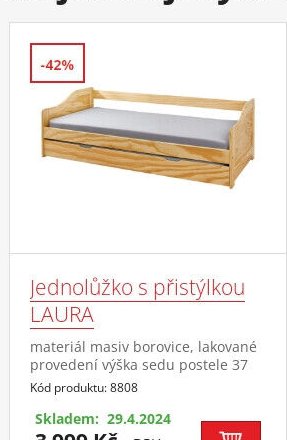 Jednolůžko s přistýlkou LAURA