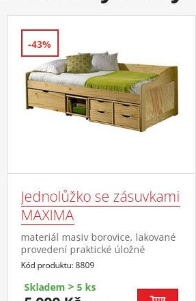 Jednolůžko se zásuvkami MAXIMA