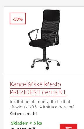 Kancelářské křeslo PREZIDENT černá K1