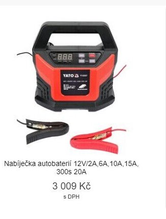 Nabíječka autobaterií 12V/2A,6A,10A,15A, 300s 20A