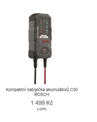 Kompaktní nabíječka akumulátorů C30 BOSCH