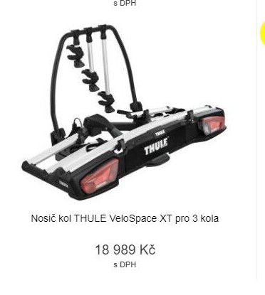 Nosič kol THULE VeloSpace XT pro 3 kola