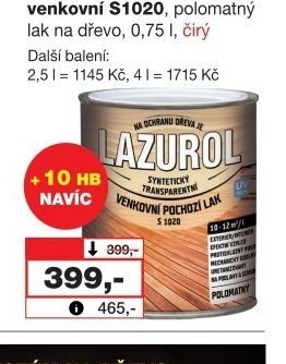 LAZUROL lak pochozí venkovní S1020 - Barvy a laky drogerie aktualniletaky.eu