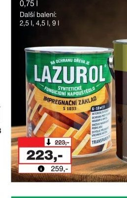 LAZUROL Impregnační základ S1033 - Barvy a laky drogerie aktualniletaky.eu