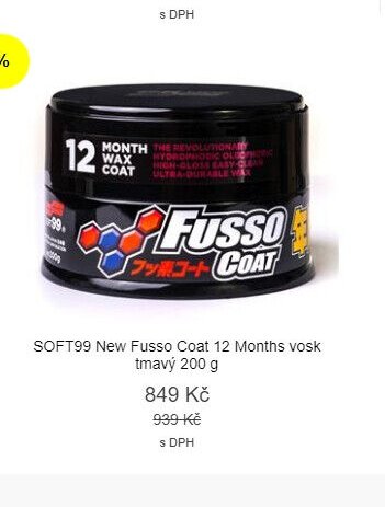 SOFT99 New Fusso Coat 12 Months vosk tmavý 200 g