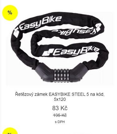 Řetězový zámek EASYBIKE STEEL 5 na kód, 5x120