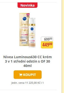 Nivea Luminous630 CC krém 3 v 1 střední odstín s OF 30 40ml - Teta drogerie aktualniletaky.eu
