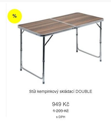 Stůl kempinkový skládací DOUBLE