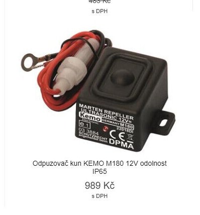 Odpuzovač kun KEMO M180 12V odolnost IP65