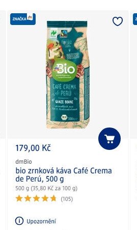 dmBio bio zrnková káva Café Crema de Perú - dm drogerie aktualniletaky.eu