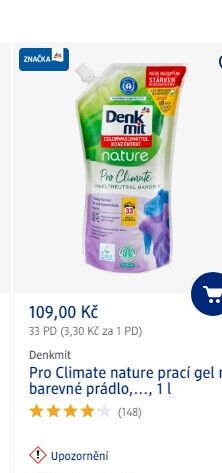 Denkmit Pro Climate nature prací gel na barevné prádlo, 1 l - dm drogerie aktualniletaky.eu