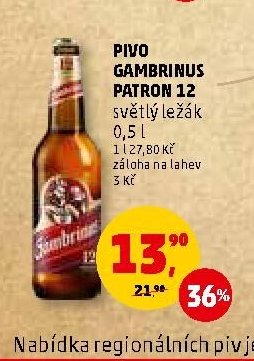 Pivo Gambrinus Patron 12 světlý ležák 0,5 l - Penny Market aktualniletaky.eu