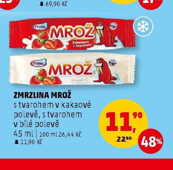 ZMRZLINA MROŽ s tvarohem v kakaové polevě, s tvarohem v bílé polevě 45 ml - Penny Market aktualniletaky.eu